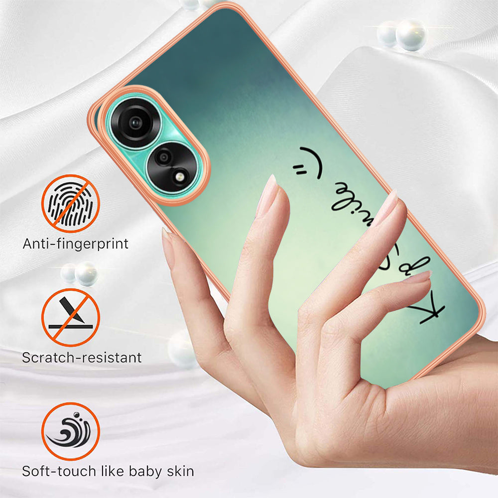 YB IMD Series-19 Style D For Oppo A78 4G Pattern Phone Case Electroplated 2.0mm TPU IMD Cover