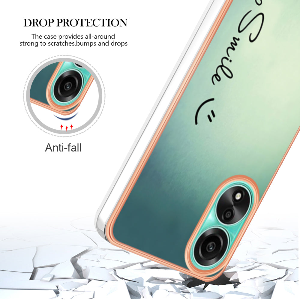YB IMD Series-19 Style D For Oppo A78 4G Pattern Phone Case Electroplated 2.0mm TPU IMD Cover