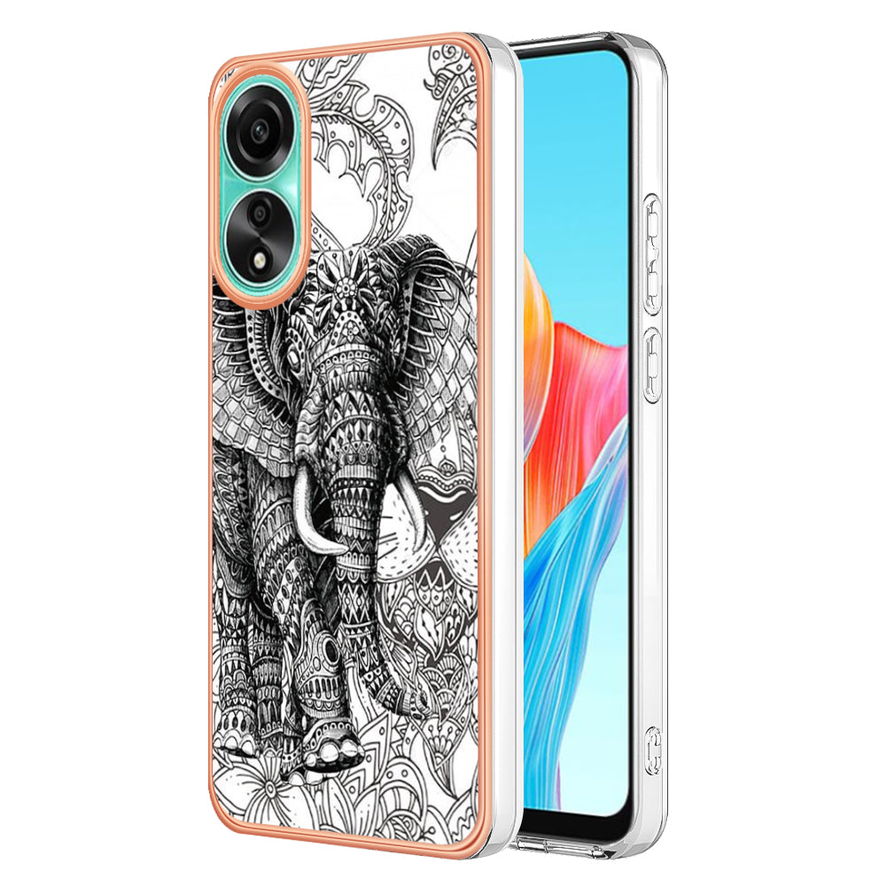 YB IMD Series-19 Style D For Oppo A78 4G Pattern Phone Case Electroplated 2.0mm TPU IMD Cover