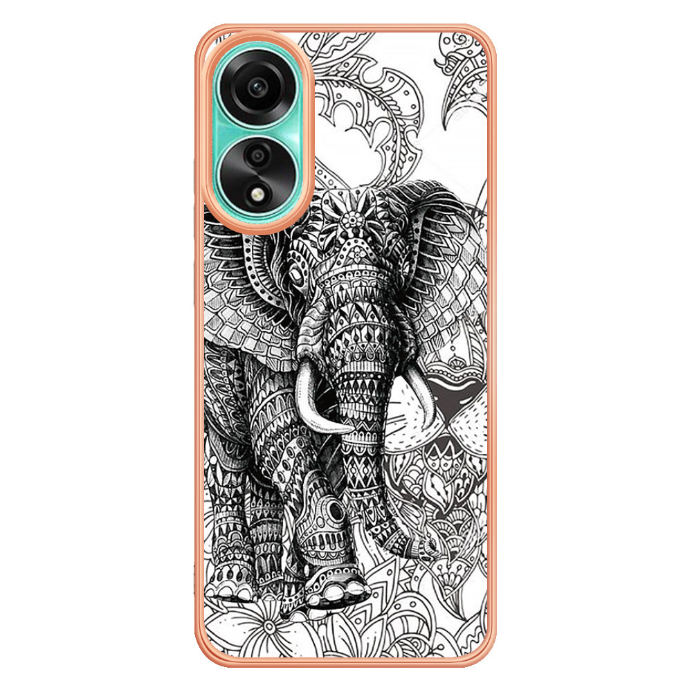 YB IMD Series-19 Style D For Oppo A78 4G Pattern Phone Case Electroplated 2.0mm TPU IMD Cover