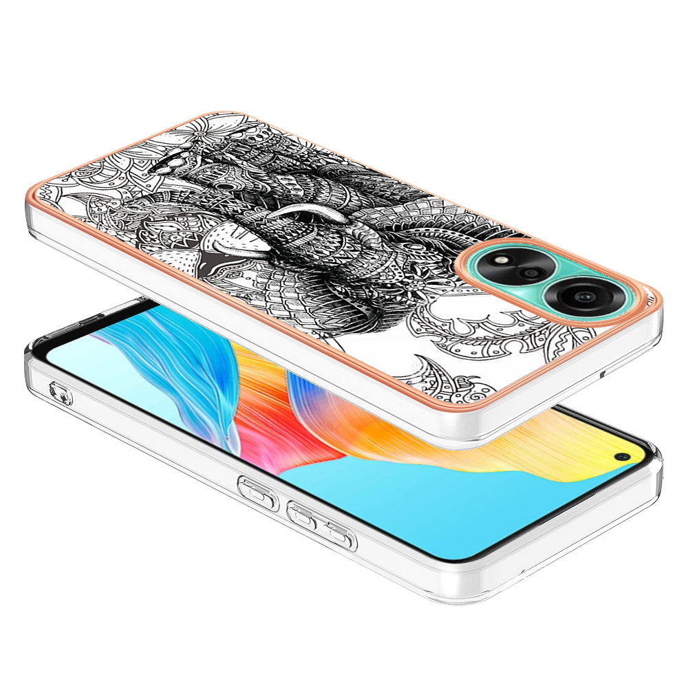 YB IMD Series-19 Style D For Oppo A78 4G Pattern Phone Case Electroplated 2.0mm TPU IMD Cover