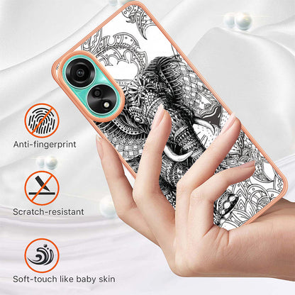 YB IMD Series-19 Style D For Oppo A78 4G Pattern Phone Case Electroplated 2.0mm TPU IMD Cover