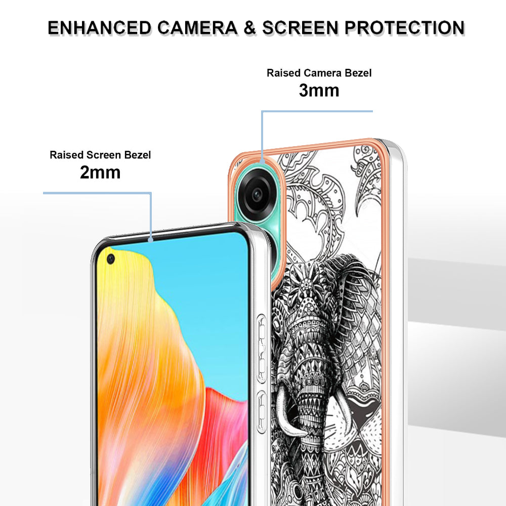 YB IMD Series-19 Style D For Oppo A78 4G Pattern Phone Case Electroplated 2.0mm TPU IMD Cover