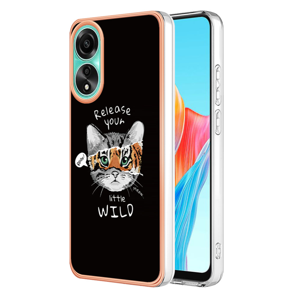 YB IMD Series-19 Style D For Oppo A78 4G Pattern Phone Case Electroplated 2.0mm TPU IMD Cover
