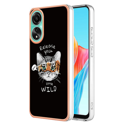 YB IMD Series-19 Style D For Oppo A78 4G Pattern Phone Case Electroplated 2.0mm TPU IMD Cover