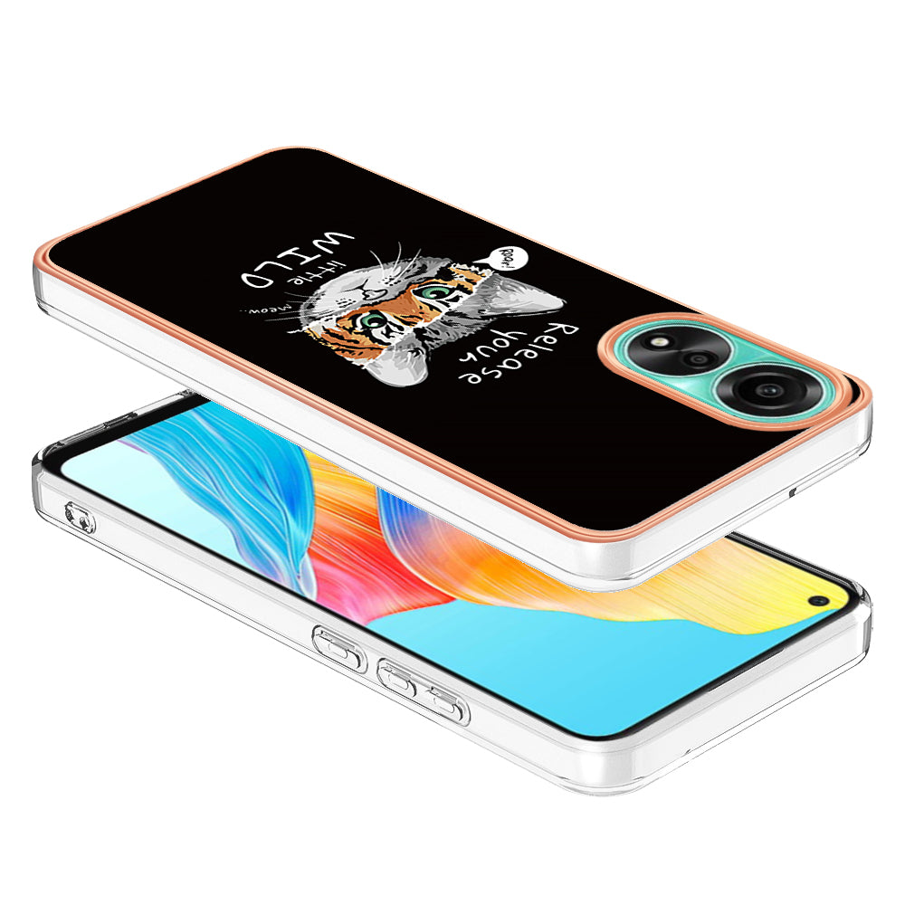 YB IMD Series-19 Style D For Oppo A78 4G Pattern Phone Case Electroplated 2.0mm TPU IMD Cover