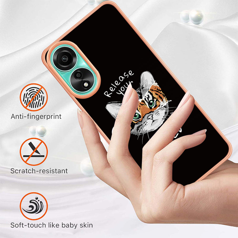 YB IMD Series-19 Style D For Oppo A78 4G Pattern Phone Case Electroplated 2.0mm TPU IMD Cover