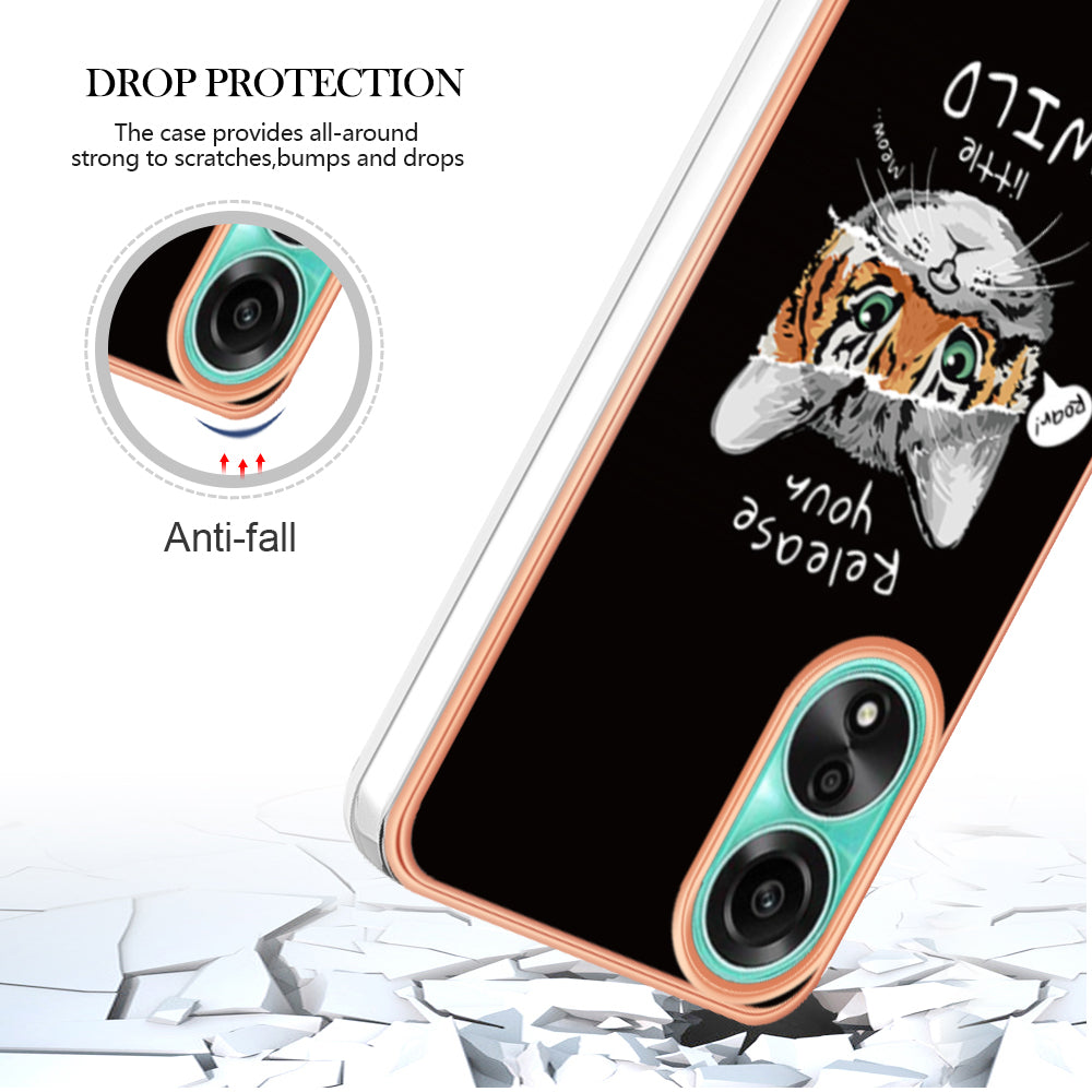 YB IMD Series-19 Style D For Oppo A78 4G Pattern Phone Case Electroplated 2.0mm TPU IMD Cover