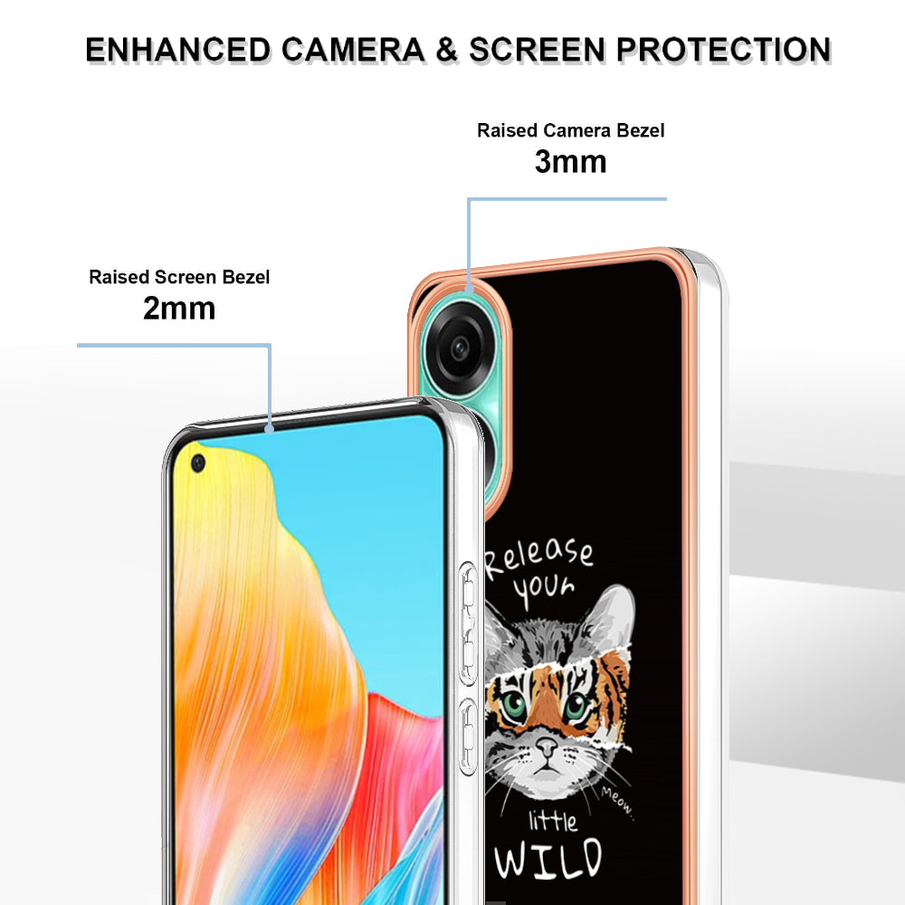 YB IMD Series-19 Style D For Oppo A78 4G Pattern Phone Case Electroplated 2.0mm TPU IMD Cover