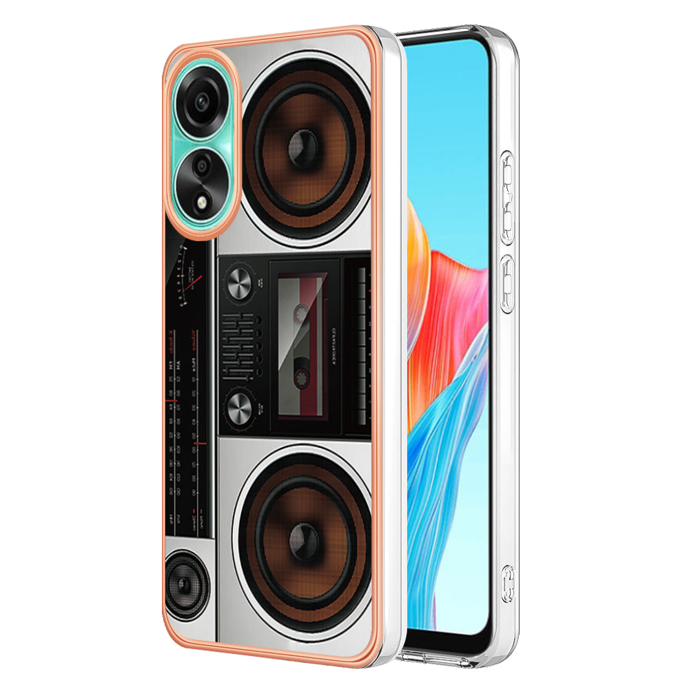 YB IMD Series-19 Style D For Oppo A78 4G Pattern Phone Case Electroplated 2.0mm TPU IMD Cover