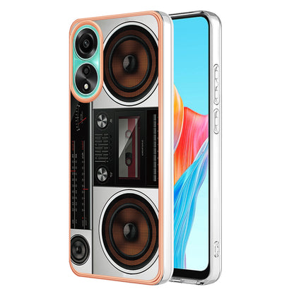 YB IMD Series-19 Style D For Oppo A78 4G Pattern Phone Case Electroplated 2.0mm TPU IMD Cover