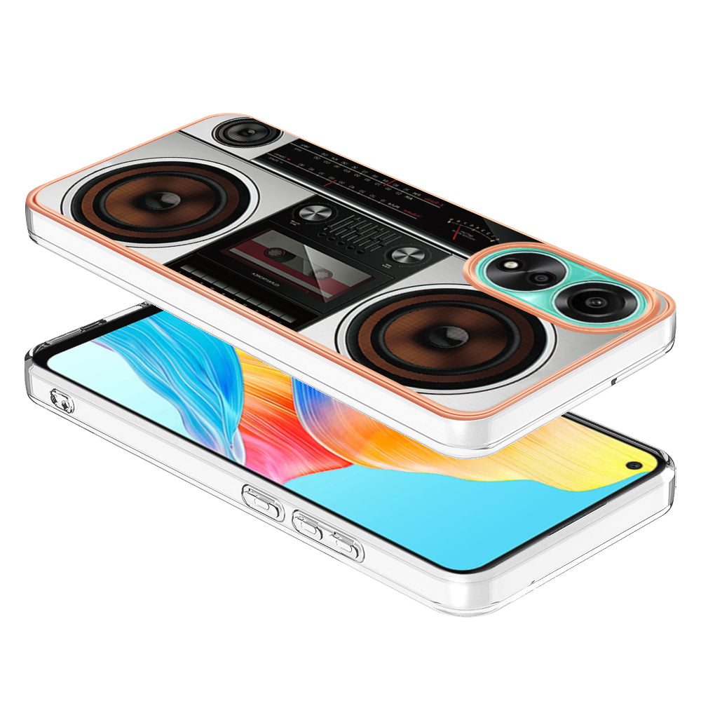 YB IMD Series-19 Style D For Oppo A78 4G Pattern Phone Case Electroplated 2.0mm TPU IMD Cover