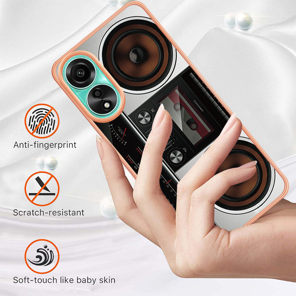 YB IMD Series-19 Style D For Oppo A78 4G Pattern Phone Case Electroplated 2.0mm TPU IMD Cover
