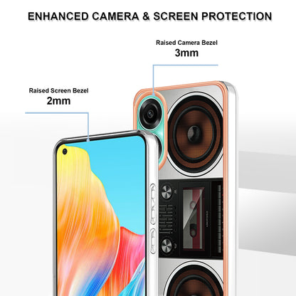 YB IMD Series-19 Style D For Oppo A78 4G Pattern Phone Case Electroplated 2.0mm TPU IMD Cover