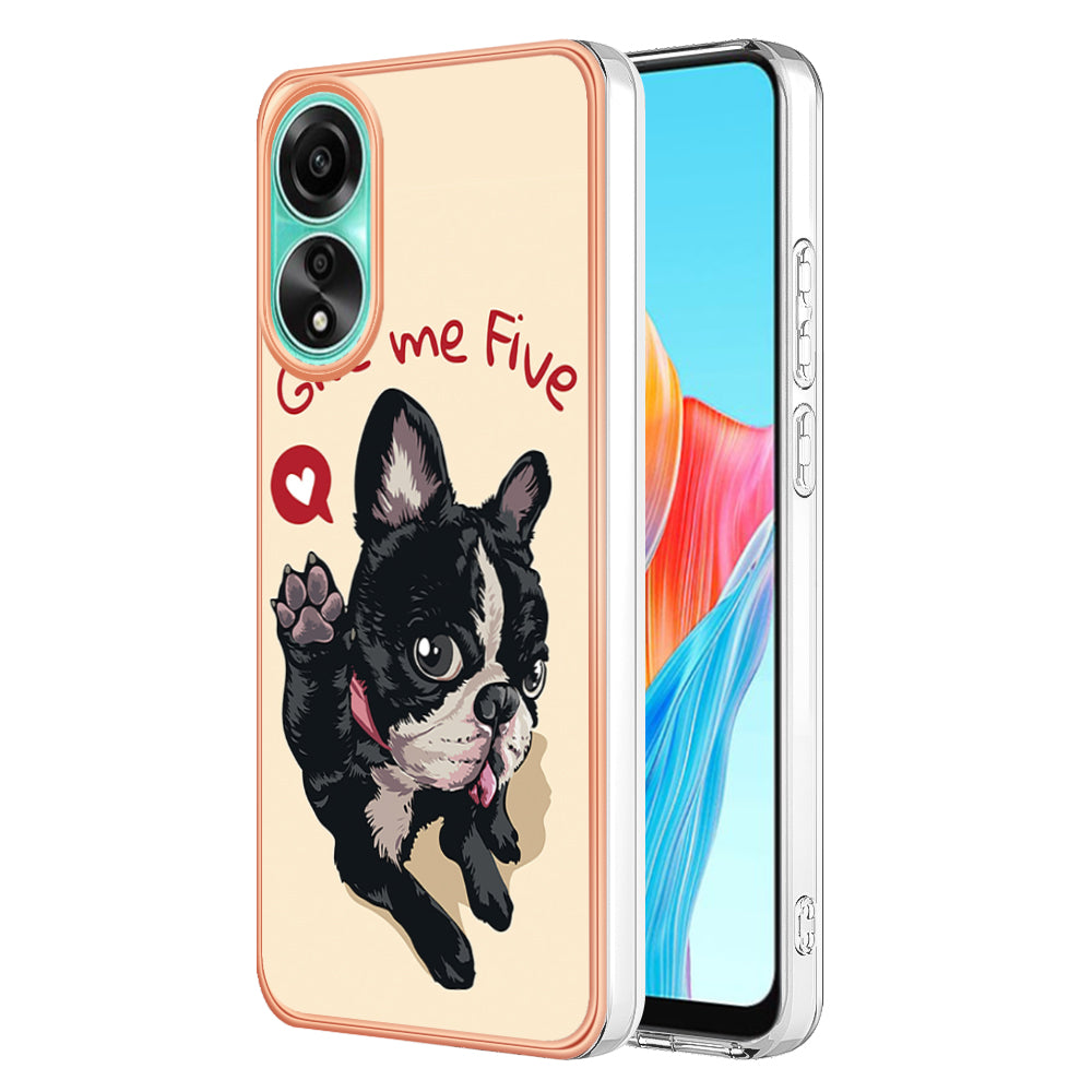 YB IMD Series-19 Style D For Oppo A78 4G Pattern Phone Case Electroplated 2.0mm TPU IMD Cover