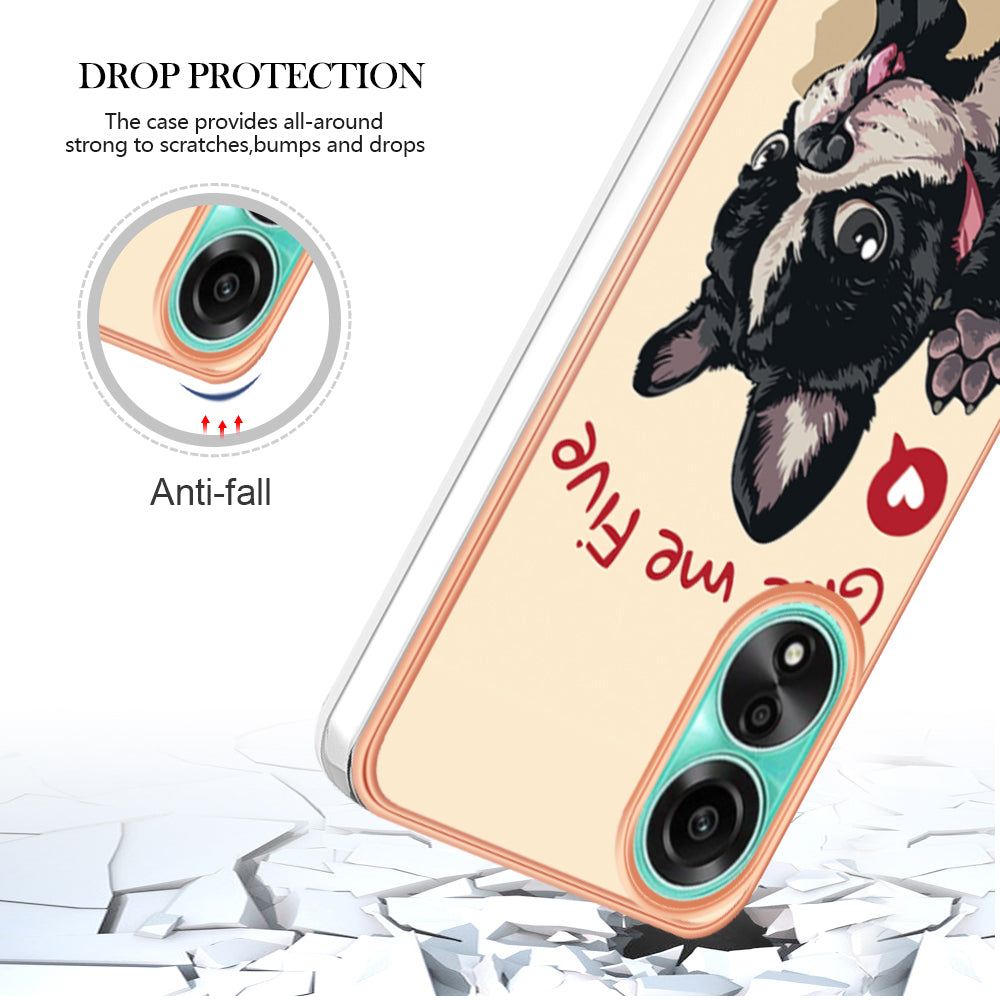YB IMD Series-19 Style D For Oppo A78 4G Pattern Phone Case Electroplated 2.0mm TPU IMD Cover