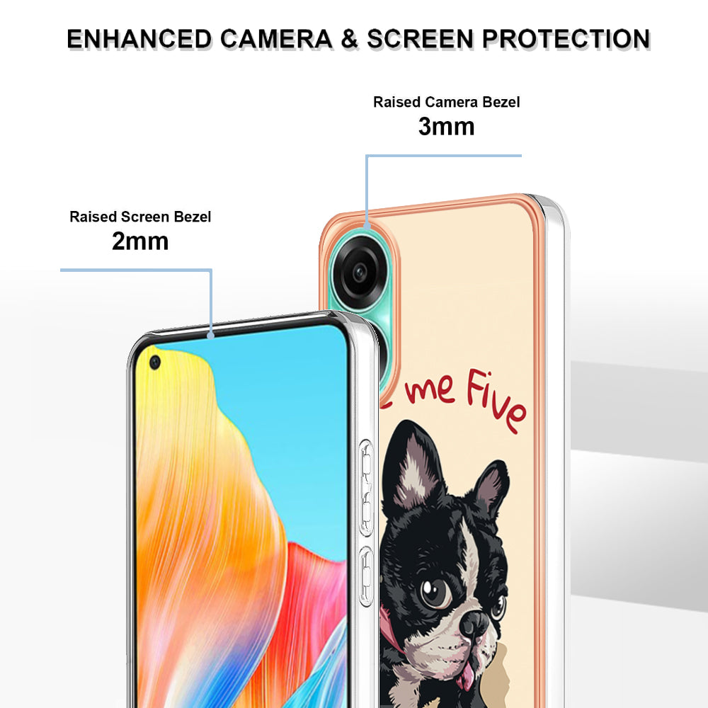 YB IMD Series-19 Style D For Oppo A78 4G Pattern Phone Case Electroplated 2.0mm TPU IMD Cover