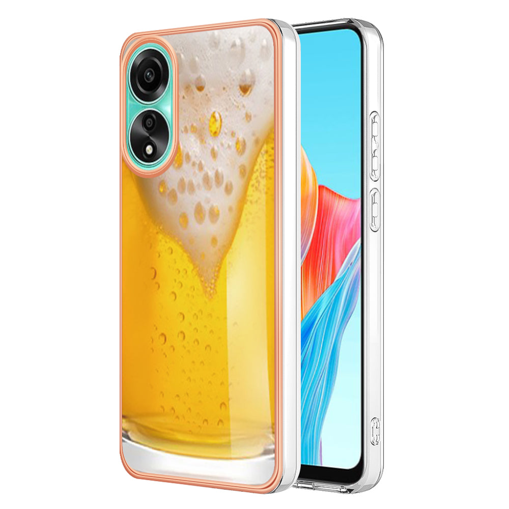 YB IMD Series-19 Style D For Oppo A78 4G Pattern Phone Case Electroplated 2.0mm TPU IMD Cover