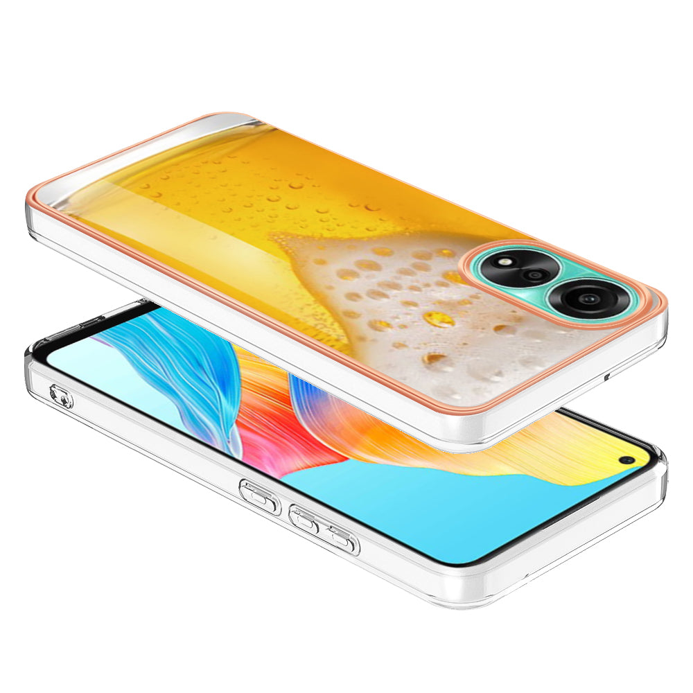 YB IMD Series-19 Style D For Oppo A78 4G Pattern Phone Case Electroplated 2.0mm TPU IMD Cover