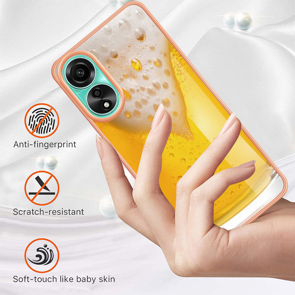YB IMD Series-19 Style D For Oppo A78 4G Pattern Phone Case Electroplated 2.0mm TPU IMD Cover