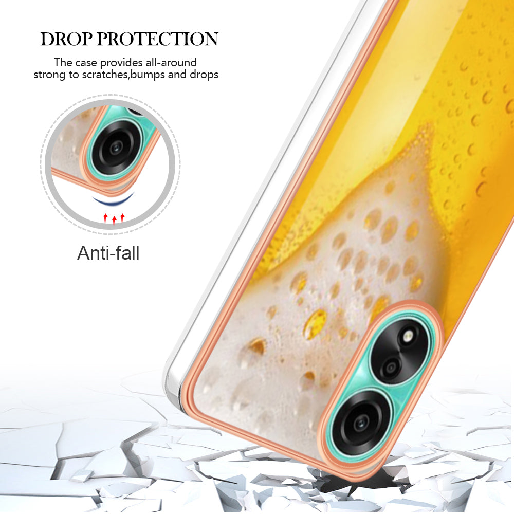 YB IMD Series-19 Style D For Oppo A78 4G Pattern Phone Case Electroplated 2.0mm TPU IMD Cover