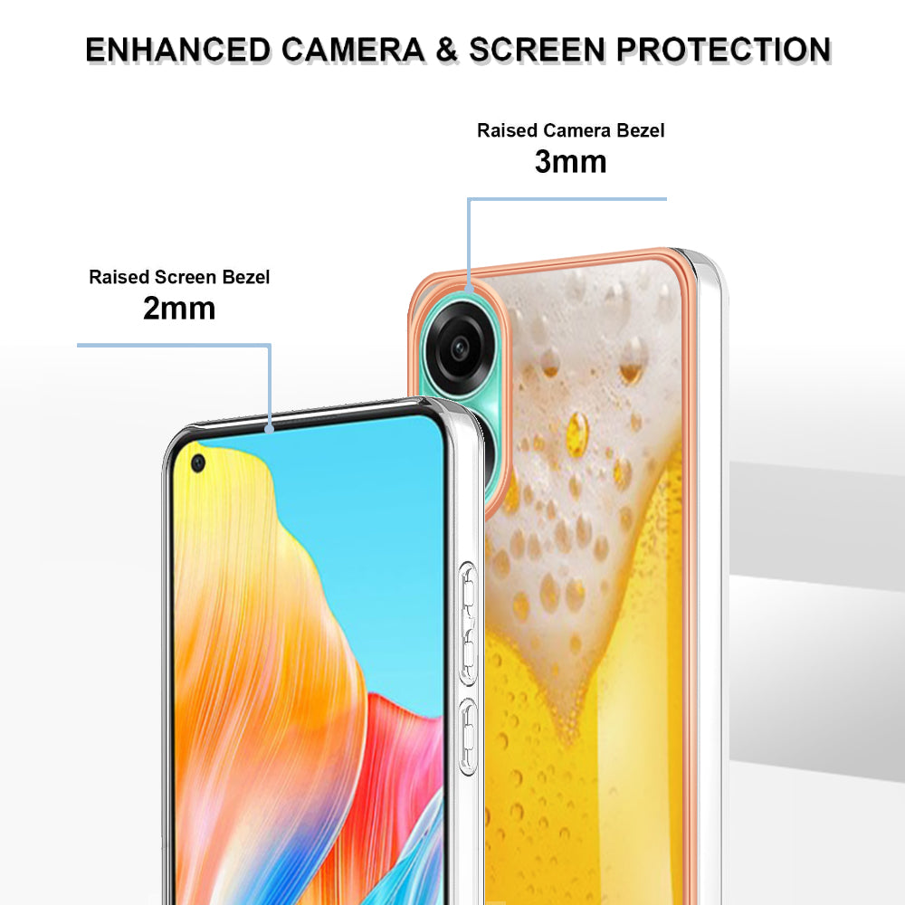 YB IMD Series-19 Style D For Oppo A78 4G Pattern Phone Case Electroplated 2.0mm TPU IMD Cover