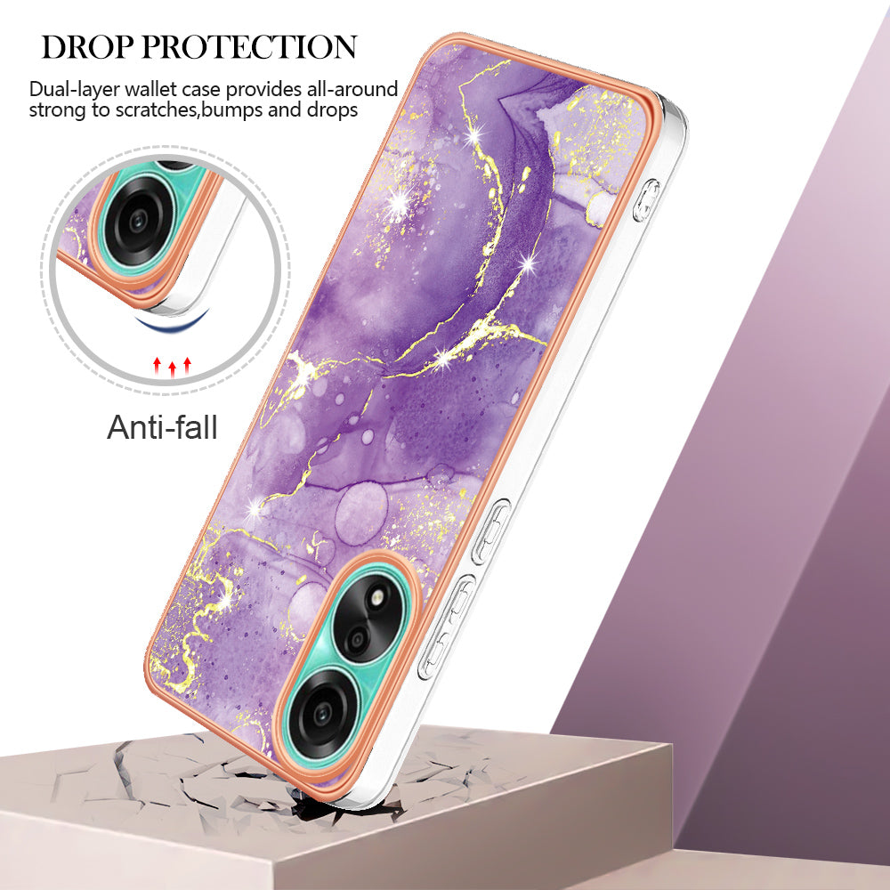 YB IMD Series-2 For Oppo A78 4G Electroplated Marble Phone Case IMD TPU Anti-Scratch Cover