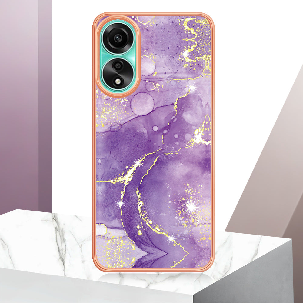 YB IMD Series-2 For Oppo A78 4G Electroplated Marble Phone Case IMD TPU Anti-Scratch Cover