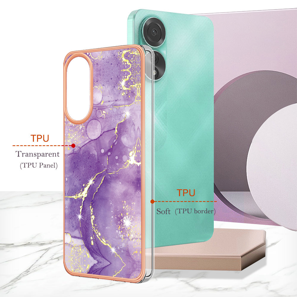 YB IMD Series-2 For Oppo A78 4G Electroplated Marble Phone Case IMD TPU Anti-Scratch Cover