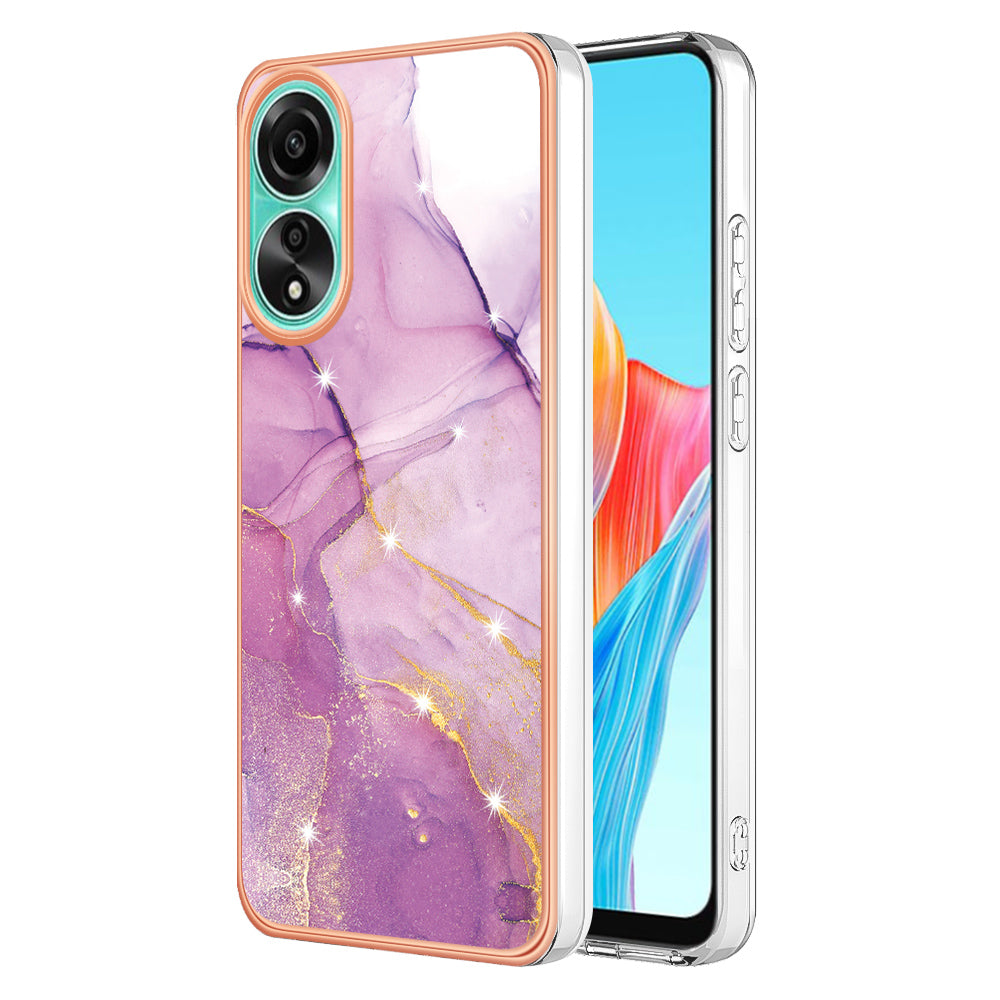 YB IMD Series-2 For Oppo A78 4G Electroplated Marble Phone Case IMD TPU Anti-Scratch Cover