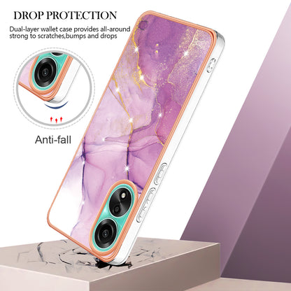 YB IMD Series-2 For Oppo A78 4G Electroplated Marble Phone Case IMD TPU Anti-Scratch Cover