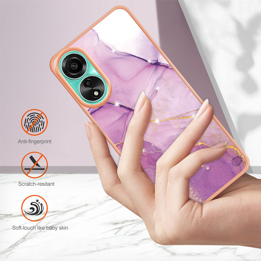 YB IMD Series-2 For Oppo A78 4G Electroplated Marble Phone Case IMD TPU Anti-Scratch Cover
