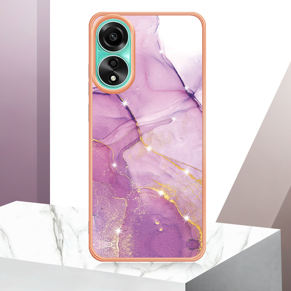 YB IMD Series-2 For Oppo A78 4G Electroplated Marble Phone Case IMD TPU Anti-Scratch Cover