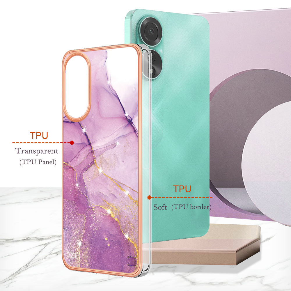 YB IMD Series-2 For Oppo A78 4G Electroplated Marble Phone Case IMD TPU Anti-Scratch Cover