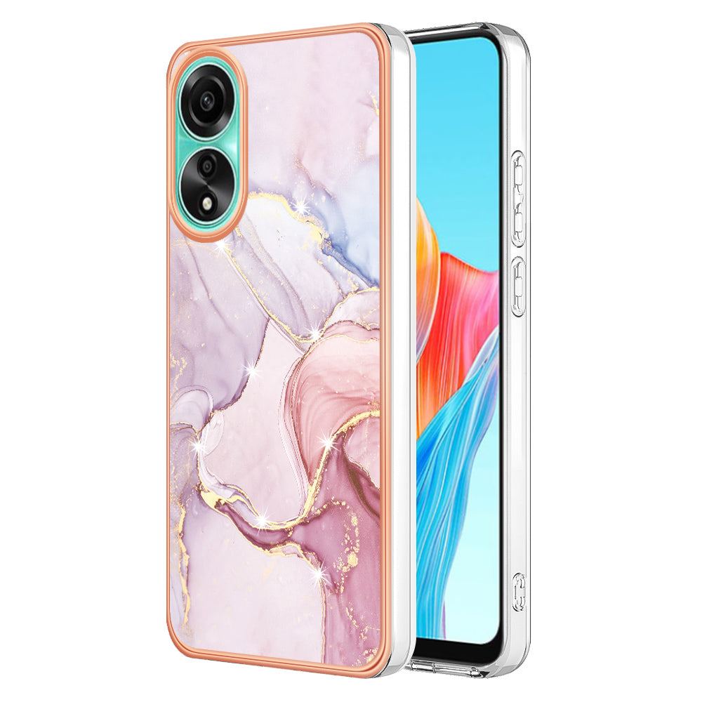 YB IMD Series-2 For Oppo A78 4G Electroplated Marble Phone Case IMD TPU Anti-Scratch Cover