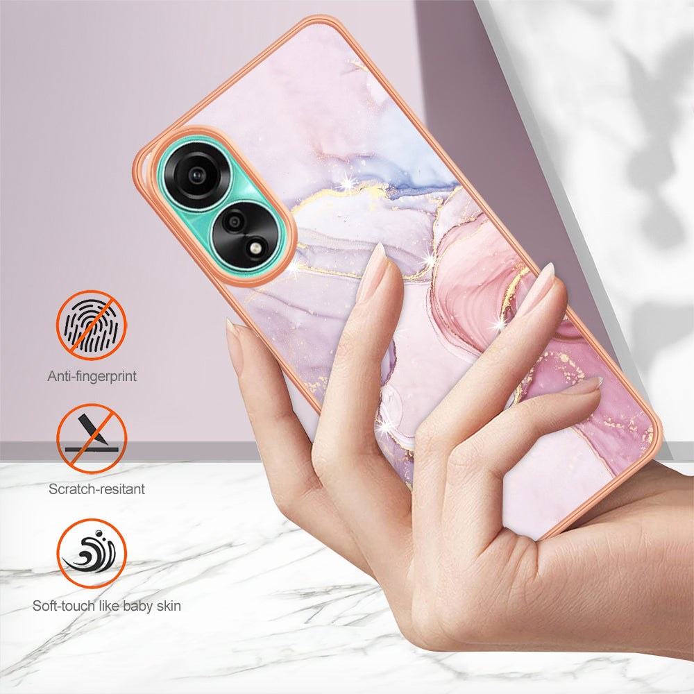 YB IMD Series-2 For Oppo A78 4G Electroplated Marble Phone Case IMD TPU Anti-Scratch Cover