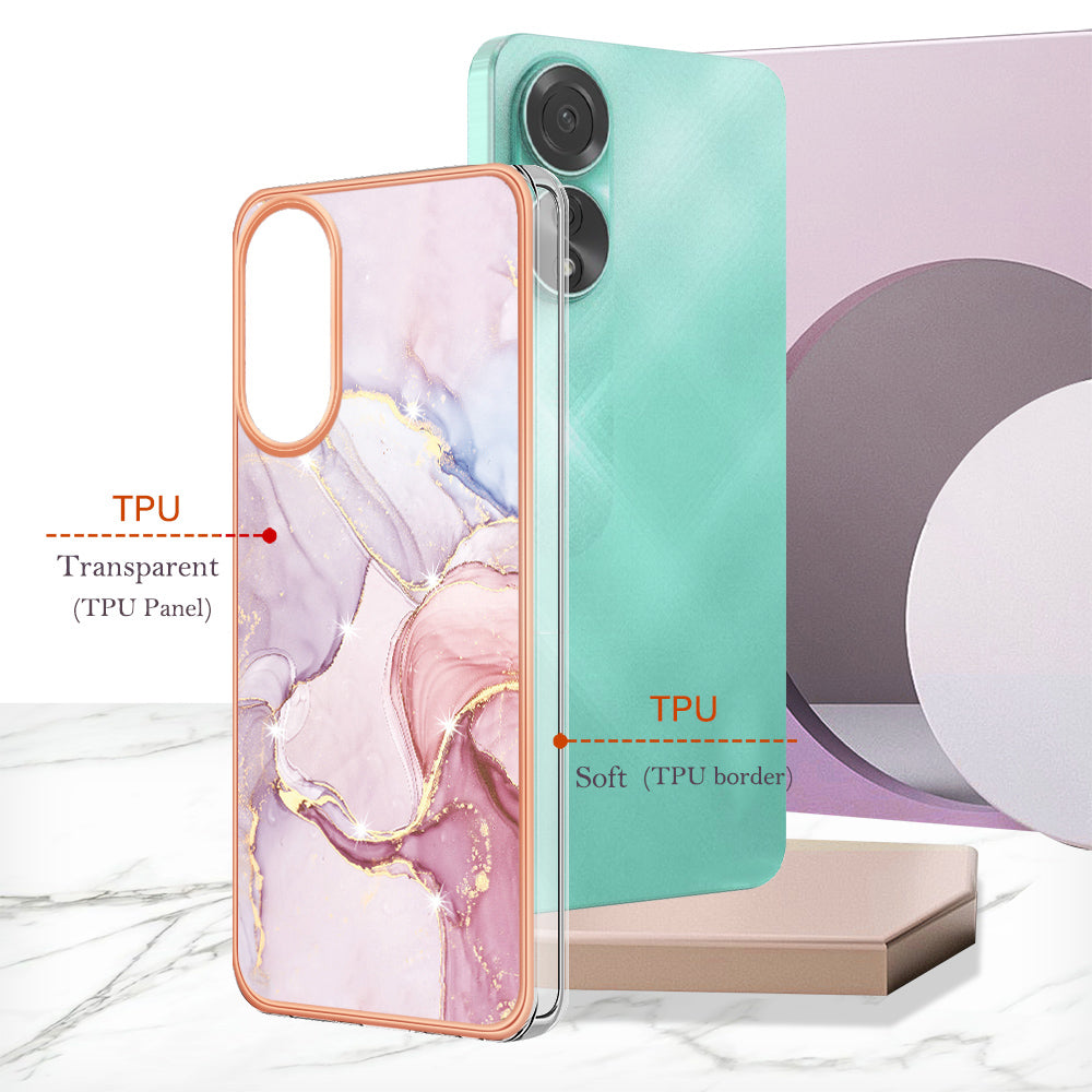 YB IMD Series-2 For Oppo A78 4G Electroplated Marble Phone Case IMD TPU Anti-Scratch Cover