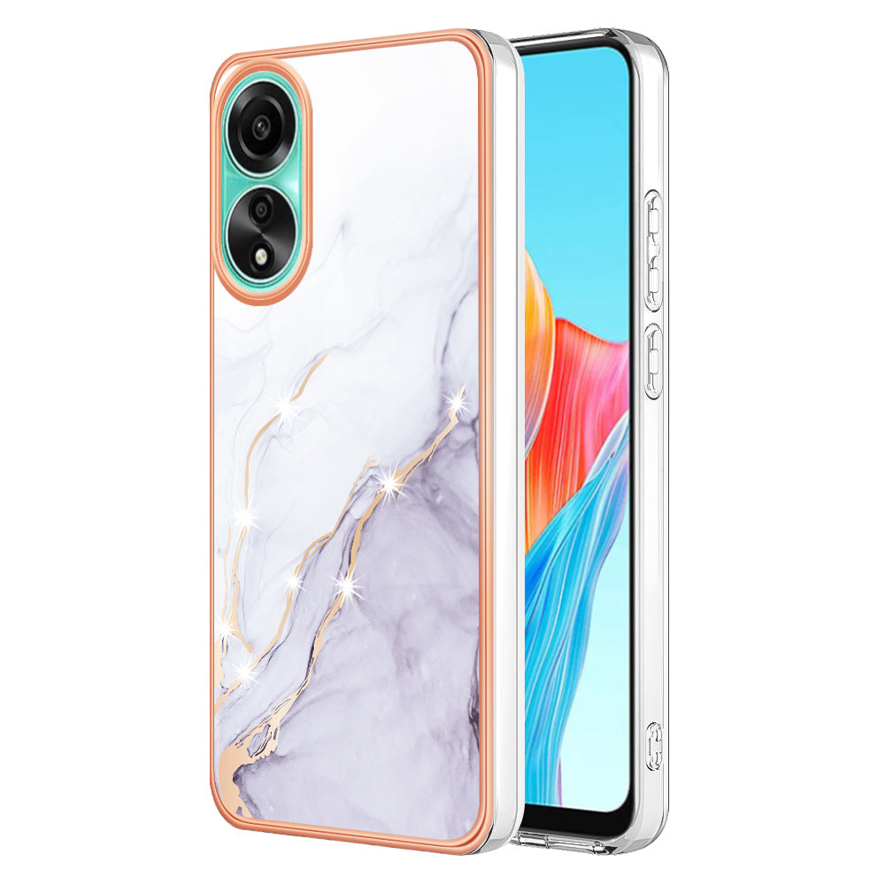 YB IMD Series-2 For Oppo A78 4G Electroplated Marble Phone Case IMD TPU Anti-Scratch Cover