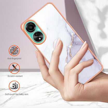 YB IMD Series-2 For Oppo A78 4G Electroplated Marble Phone Case IMD TPU Anti-Scratch Cover