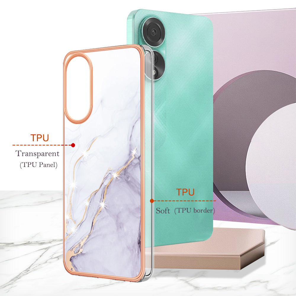YB IMD Series-2 For Oppo A78 4G Electroplated Marble Phone Case IMD TPU Anti-Scratch Cover