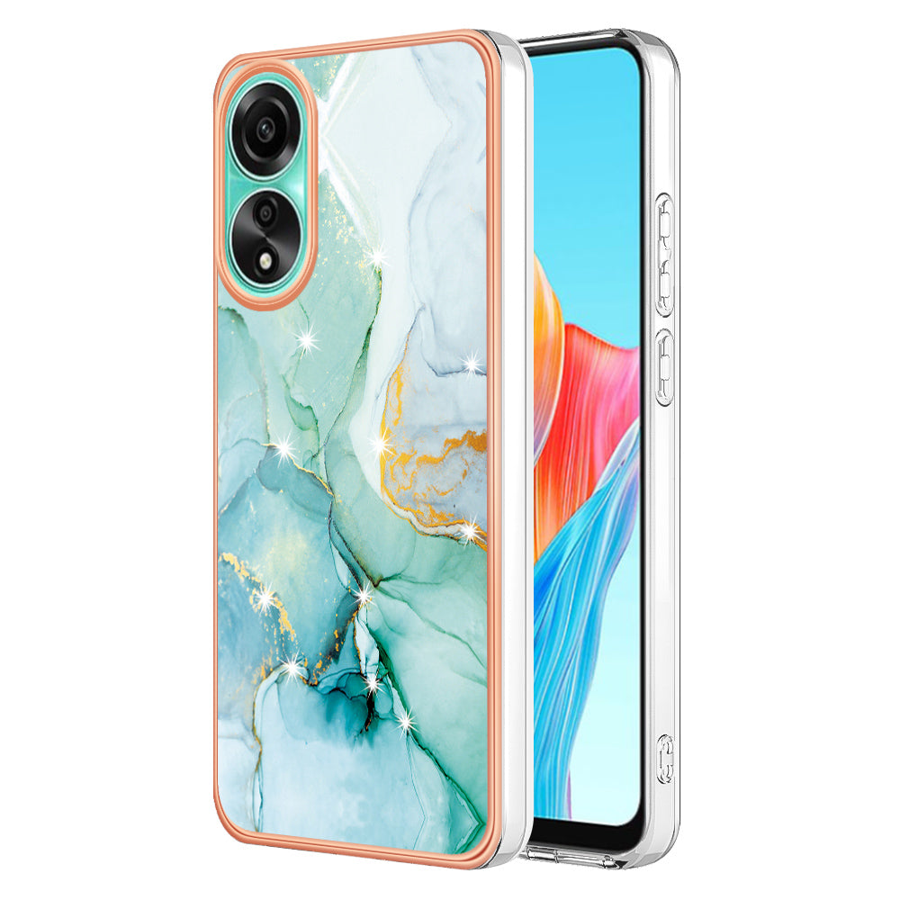 YB IMD Series-2 For Oppo A78 4G Electroplated Marble Phone Case IMD TPU Anti-Scratch Cover