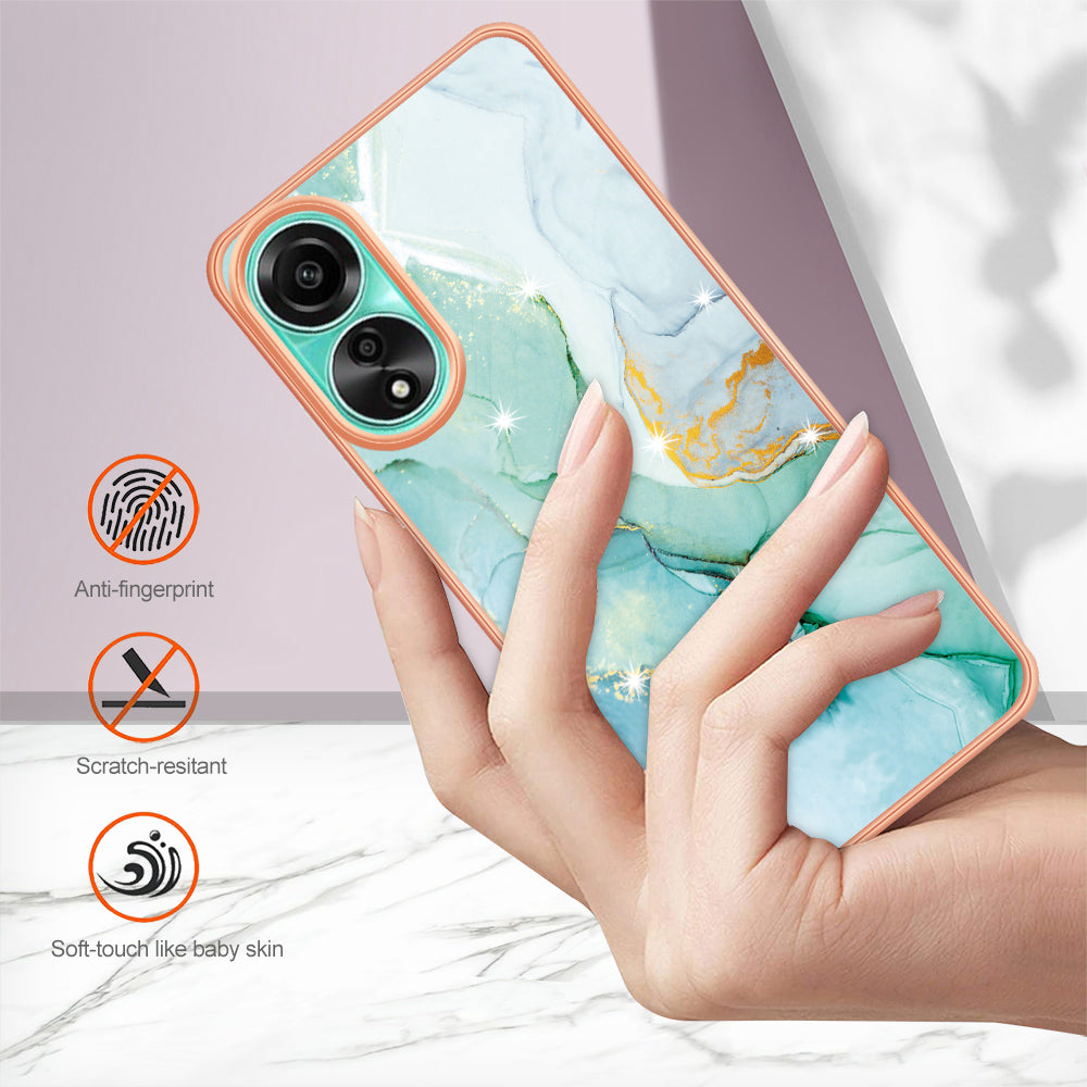 YB IMD Series-2 For Oppo A78 4G Electroplated Marble Phone Case IMD TPU Anti-Scratch Cover
