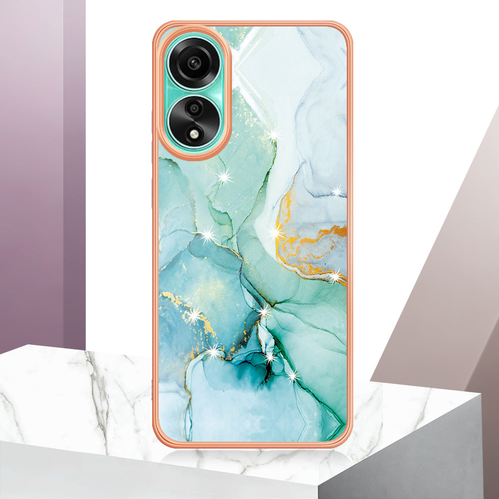 YB IMD Series-2 For Oppo A78 4G Electroplated Marble Phone Case IMD TPU Anti-Scratch Cover