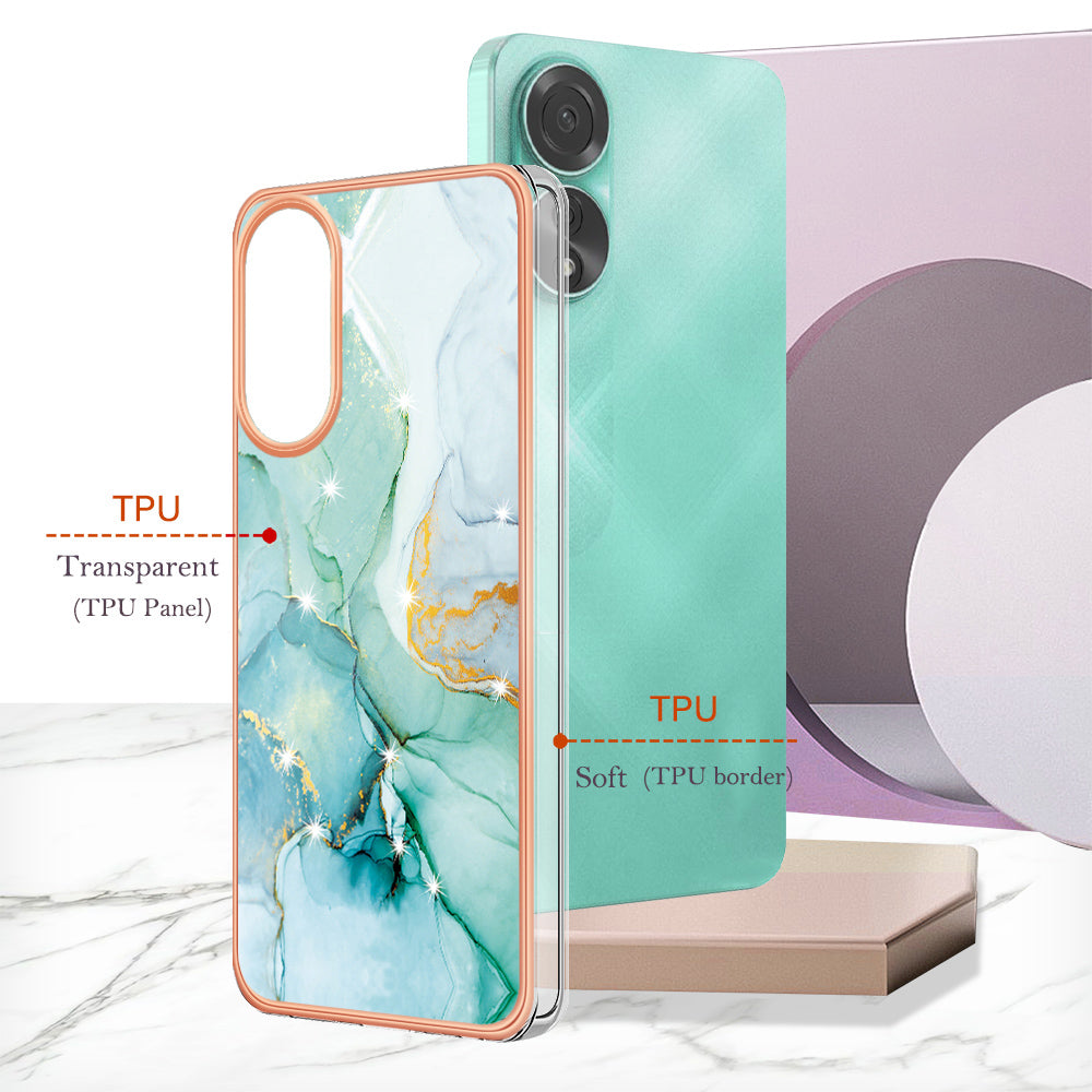 YB IMD Series-2 For Oppo A78 4G Electroplated Marble Phone Case IMD TPU Anti-Scratch Cover
