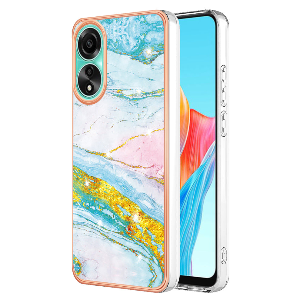 YB IMD Series-2 For Oppo A78 4G Electroplated Marble Phone Case IMD TPU Anti-Scratch Cover