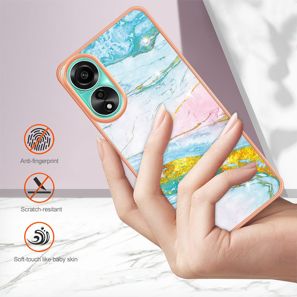 YB IMD Series-2 For Oppo A78 4G Electroplated Marble Phone Case IMD TPU Anti-Scratch Cover