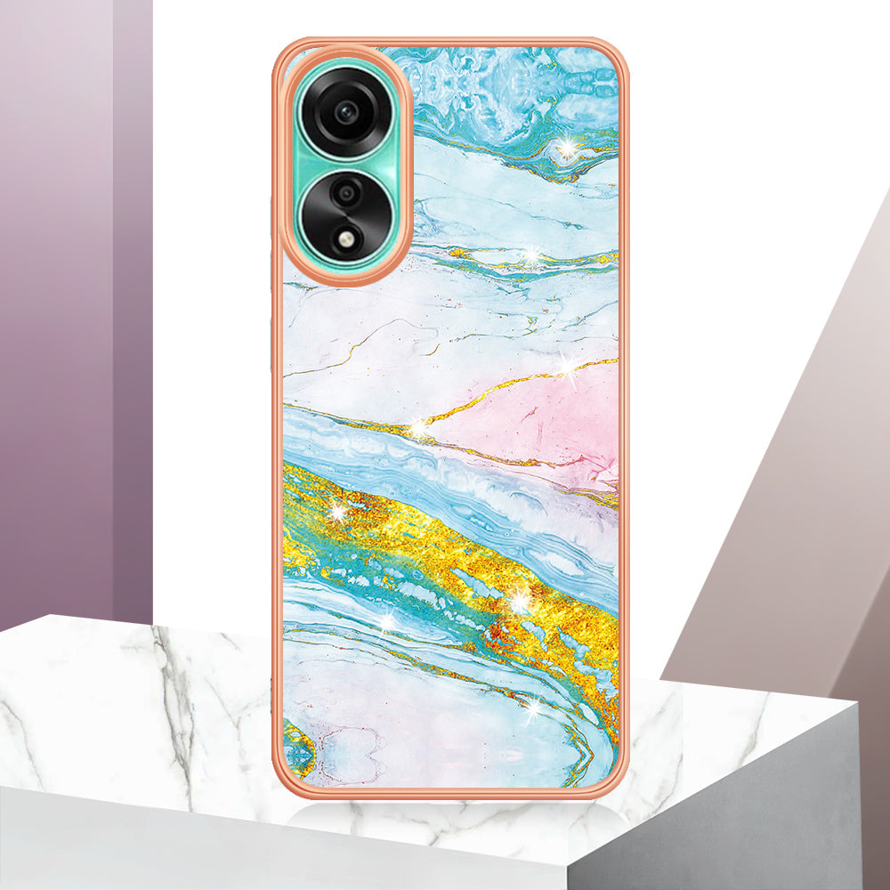 YB IMD Series-2 For Oppo A78 4G Electroplated Marble Phone Case IMD TPU Anti-Scratch Cover