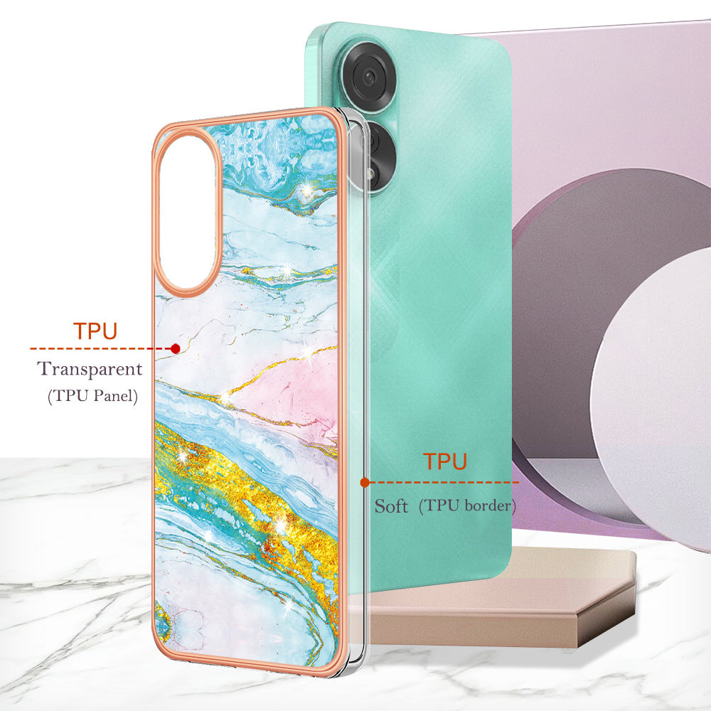 YB IMD Series-2 For Oppo A78 4G Electroplated Marble Phone Case IMD TPU Anti-Scratch Cover