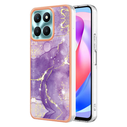 YB IMD Series-2 For Honor X6a 4G Electroplating Edge TPU Case IMD Marble Pattern Phone Cover