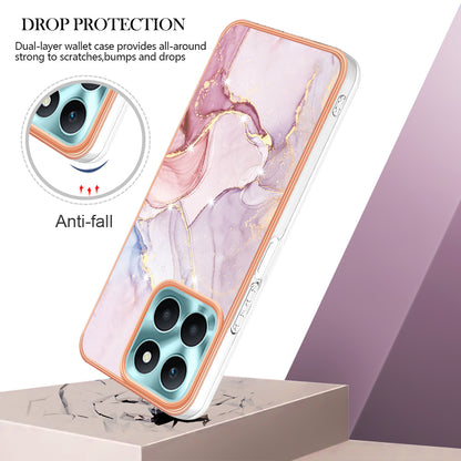 YB IMD Series-2 For Honor X6a 4G Electroplating Edge TPU Case IMD Marble Pattern Phone Cover